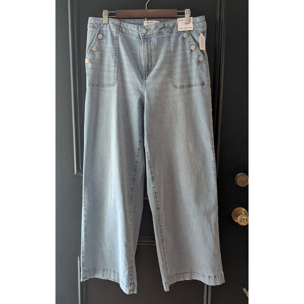 Marc New York Jeans Wide Leg High Rise Light Wash‎ Denim Women's Sz 16 90s Baggy